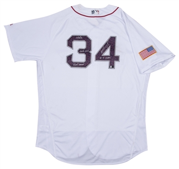 2016 David Ortiz Game Used and Signed/Inscribed Boston Red Sox Home Jersey - Final Season - Worn on 7/4/16 Vs. Texas (MLB Authenticated & Fanatics)